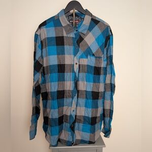 Hawke & Co Men's  Teal and Black Plaid Shirt Size XXL